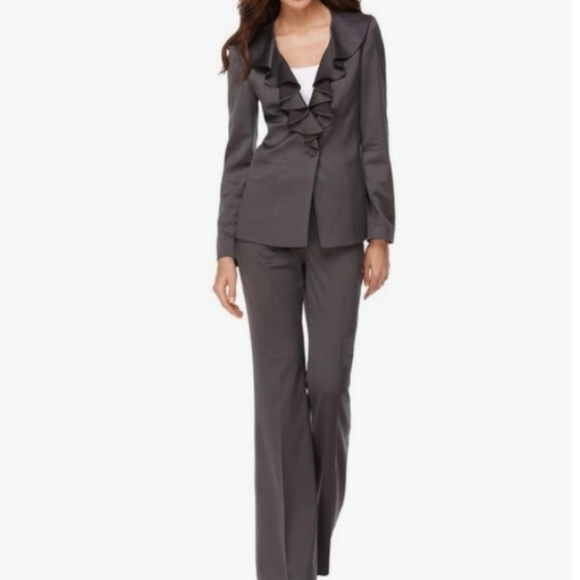 Anne Klein Other - Anne Klein Suit Blazer Pants Ruffled Pinstripe
